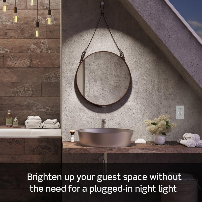 Leviton GFCI Outlet with Guidelight, 15 Amp, Self Test, Tamper-Resistant with LED Indicator Light, Replaces Plugged in Night Light, GFNL1-W, White GFCI, Guidelight