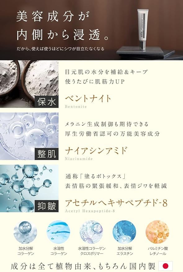 Pikaichi 4874 (Siwanashi) Wrinkle Cream, Under the Eyes, Mouth, Firm, Niacinamide, Bentonite, Acetylhexapeptide-8 - NewNest Australia