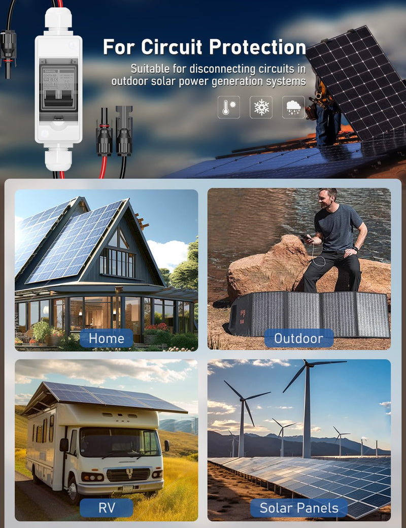 DIHOOL Solar Panel Disconnect Switch 30 Amp Breaker Box, DC Circuit Breaker, AC Disconnect Box Outdoor 400v 30 Amp