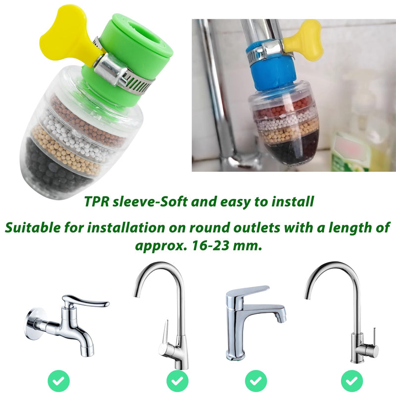 3 Pcs Faucet Water Filter,6 Layer Cartridge Activated Carbon Filters Water Filter Faucet, Water Filter Replacements for Sink Applicable 1/2inch - 3/4inch Faucet 3PCS