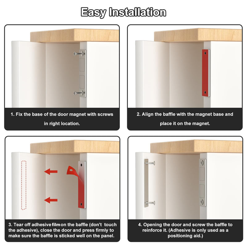 Cabinet Magnet Jiayi Door Catch, 8 Pack Ultra Thin Cabinet Door Magnetic 30 LB Kitchen Drawer Magnets Closures, Door Magnetic Catch Cupboard Double Magnets Latch for Wardrobe Closet Door Closing Sliver