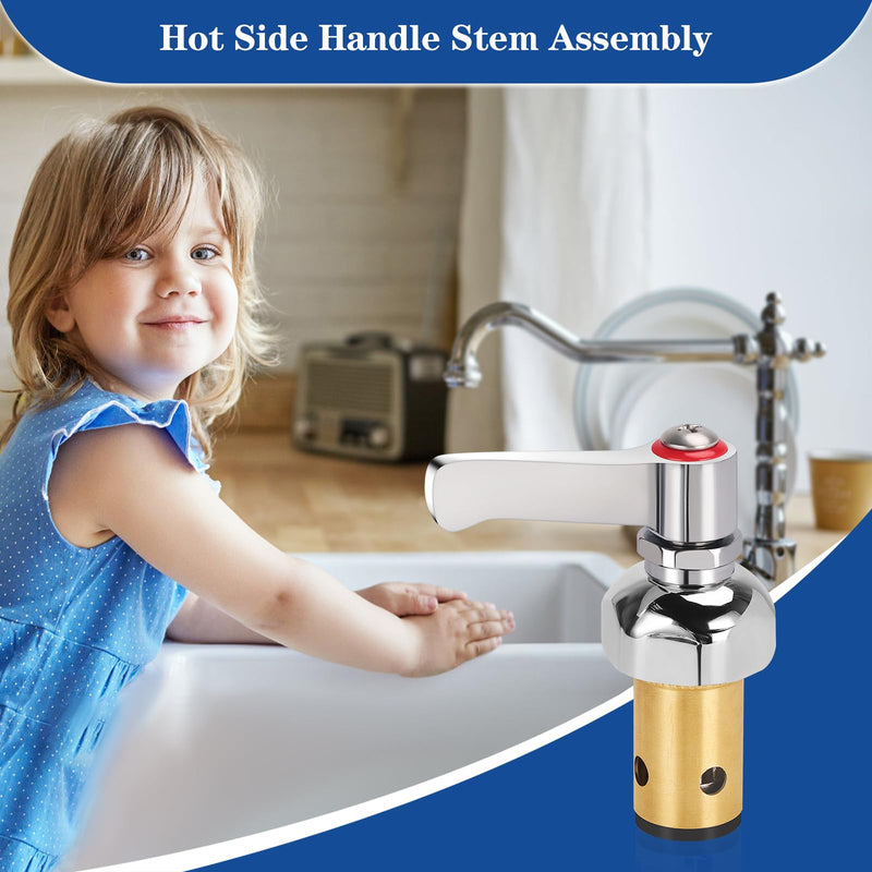 Replacement 002714-40 Hot Side Lever Handle Brass Spindle Assembly Replacement Faucet Cartridge, Handle Stem Assembly Fits for All T&S Faucets, Red