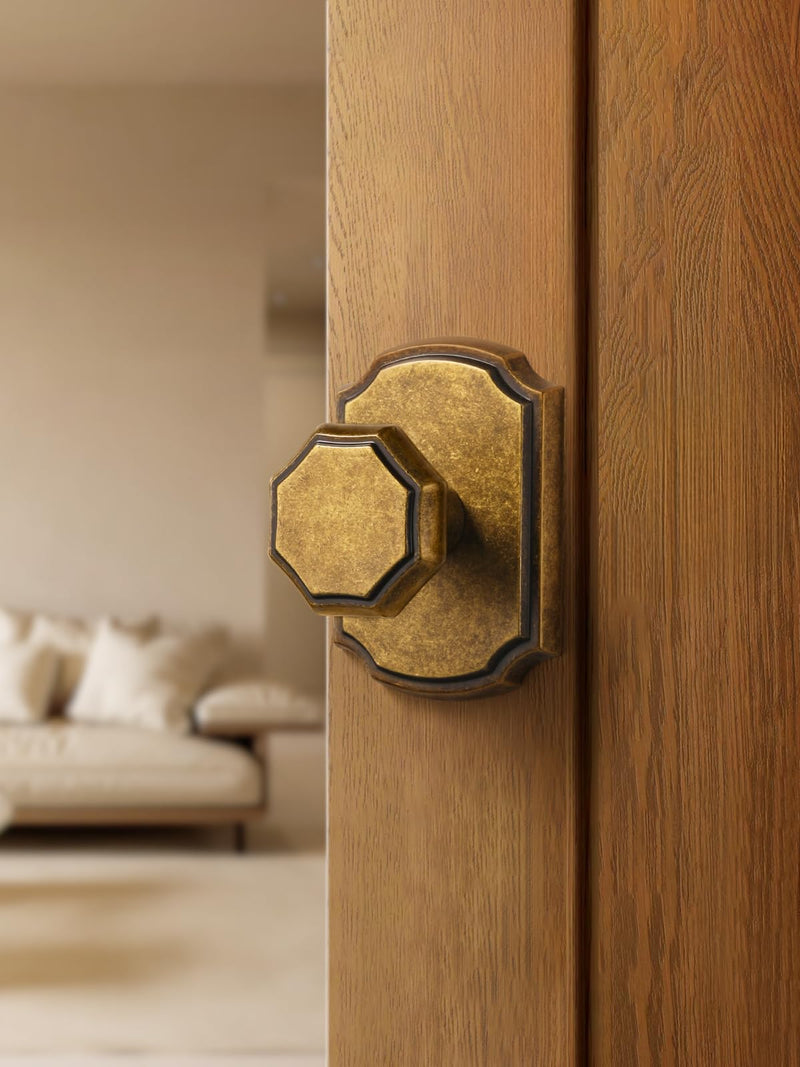 2 Pack Dummy Antique Brass Door Knobs Interior Dummy Door Handle Single Sided Decorative,Zinc Alloy 2
