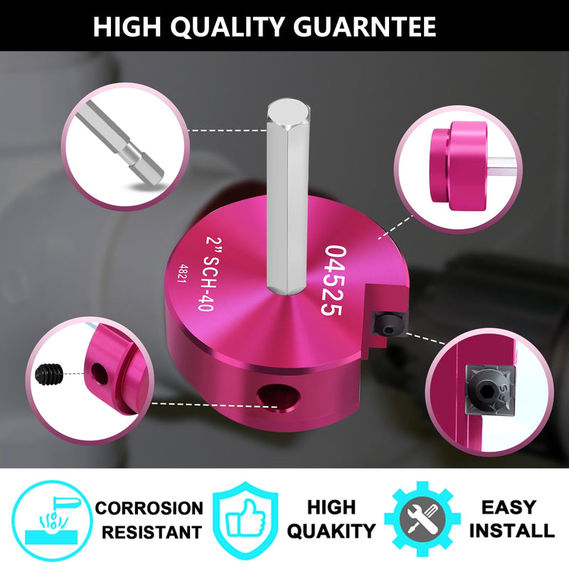 PVC Fitting Saver 2-Inch Head,PVC Reamer,2" PVC Pipe Reamer with 3/8-Inch Hex Shaft,PVC Socket Saver Plumbing Tool Plastic Pipe Fitting Reamer for Sch.40 PVC CPVC ABS Fitting,Fit Standard 1/2" Drills 2 Inch