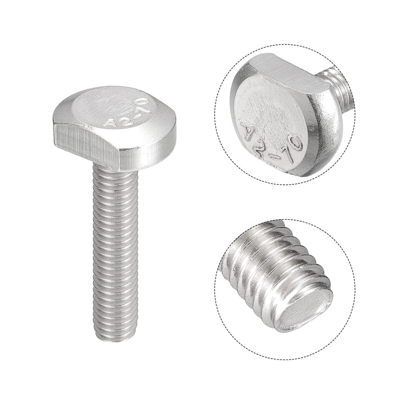 uxcell T-Slot Bolts, 5pcs M6x30mm T Slot Drop-in Stud Sliding Bolts 304 Stainless Steel T Shape Screws for T Track 5
