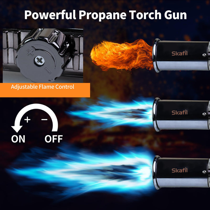Propane Torch Flame Thrower Gun with Adjustable Heat & Lock-On Flame - 3272°F High Heat Blow Torch Lighter for Welding, Metalwork, BBQ, Cooking & Outdoor Use (Tank Not Included)