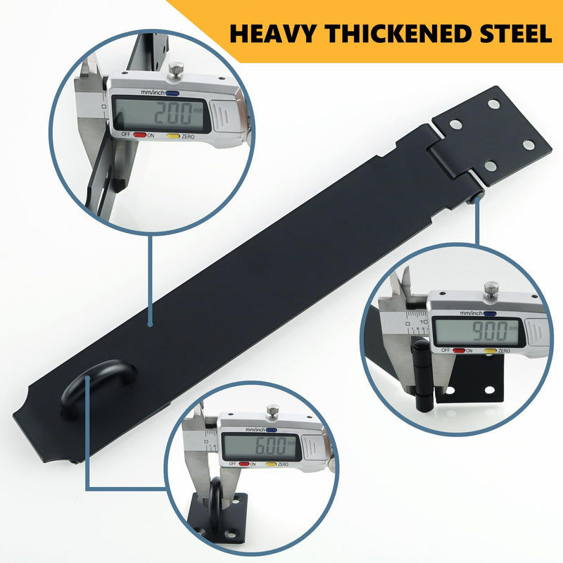Alise Hasp Lock,Door Hinge Lock Padlock,Black Clasp Latch Hinges Lock for Doors,10 Inch Stainless Steel Chest Latches MS9B-10C 10 Inch Black