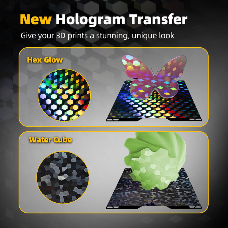 IdeaFormer-3D H2C A2L PEG Build Plate for Bambu Lab 335x346.5mm, Rainbow Hex Glow+Water Cube PEG Spring Steel Bed Plate for Bambu Lab H2C A2L 3D Printer Platform 1