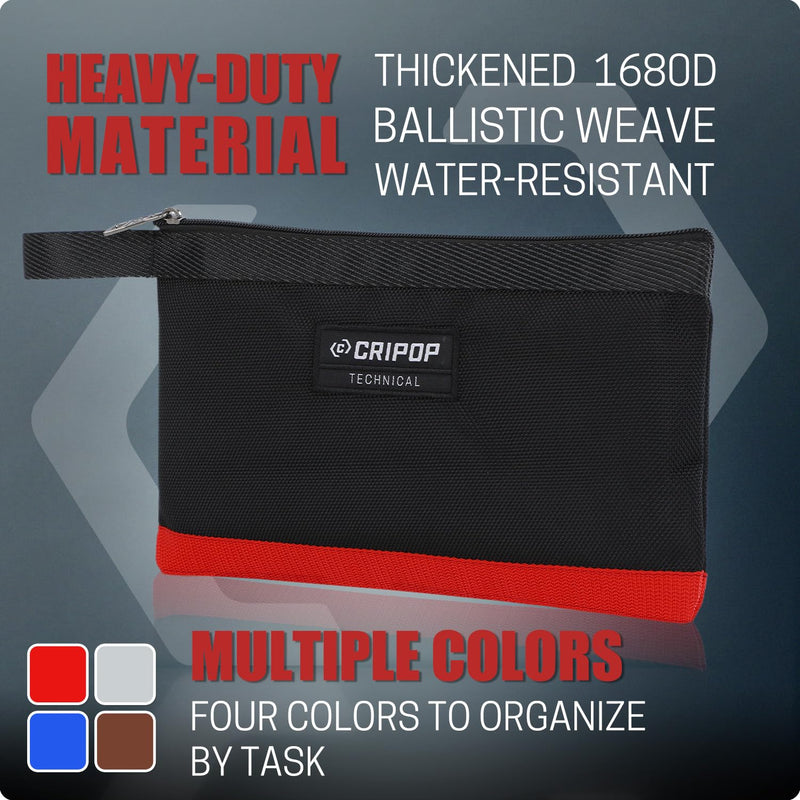 6 Pack Tool Pouches with Zipper, 1680D Tools Bag Storage Kit with 4 Zipper Bags and 2 Stand-up Tool Bags, Multipurpose Tools Utility Pouches Storage Organizer 2 Stand-up Zipper Bags+4 Zipper Bags