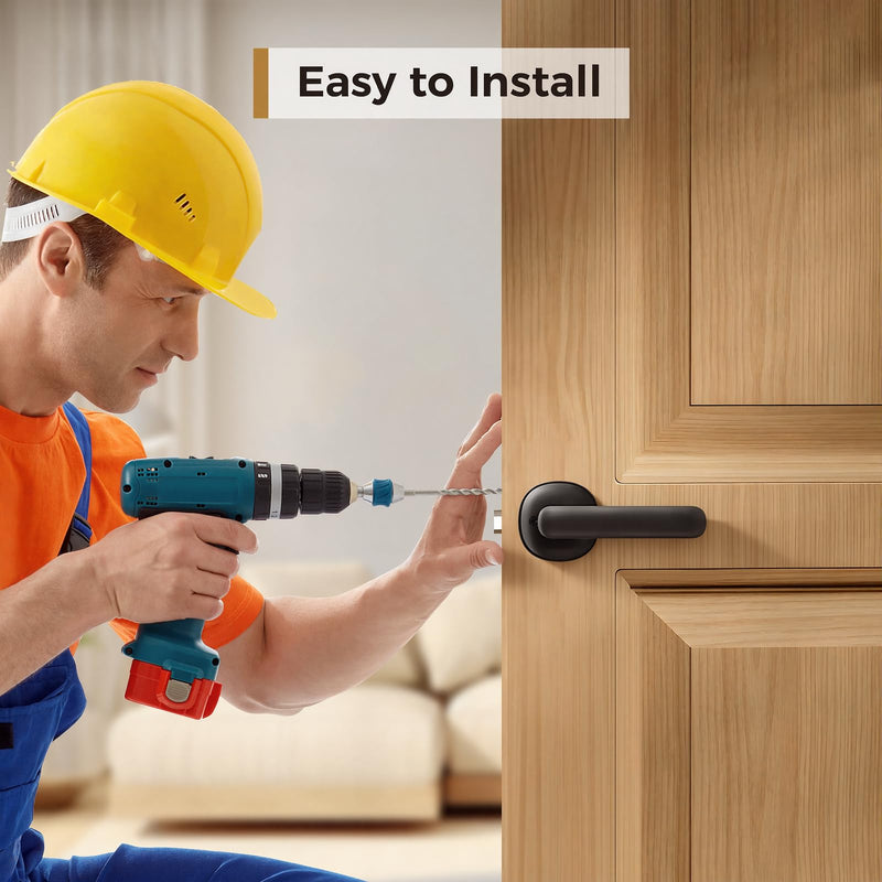 ARPHA Matte Black Front Door Entry Handleset,Entry Door Handleset for Right&Left-Handed Doors,Lower Half Grip,Deadbolt Not Included