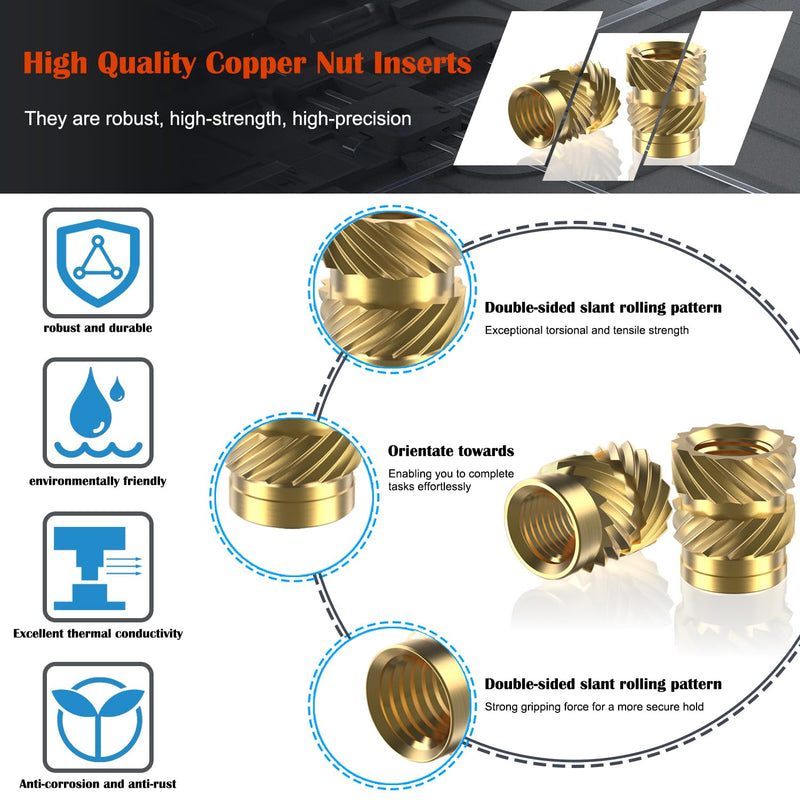 50Pcs M5 Heat Set Inserts, Metric knurled Nuts Brass Heat Set Insert for Plastic Parts,Insert by Heat into 3D Printing Components (M5xL8xD7) M5xL8xD7