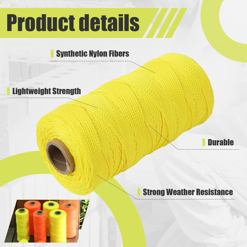 1000ft #24 Braided Nylon Mason Line-100% High Strength Nylon String, Premium String-Masonry Fluorescent Color, Yellow yellow-1000ft