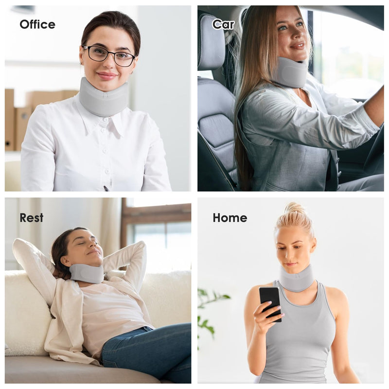 Neck Brace for Neck Pain and Support, Neck Support Brace, Adjustable Cervical Collar, Gray, 3" Tall, 19.5" Long