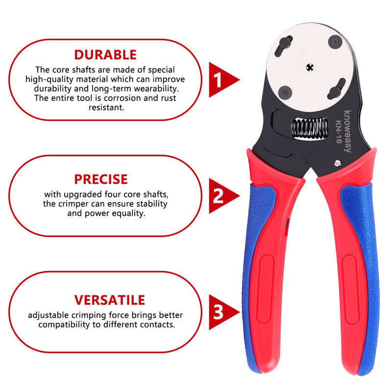 Deutsch Crimper,Knoweasy 4 Way Indent, 8 Impression Closed Barrel Crimper with Deutsch Crimp Tool for Deutsch Contacts - Gage 14, 16, 18 - Perfect for Automotive Application KN 16
