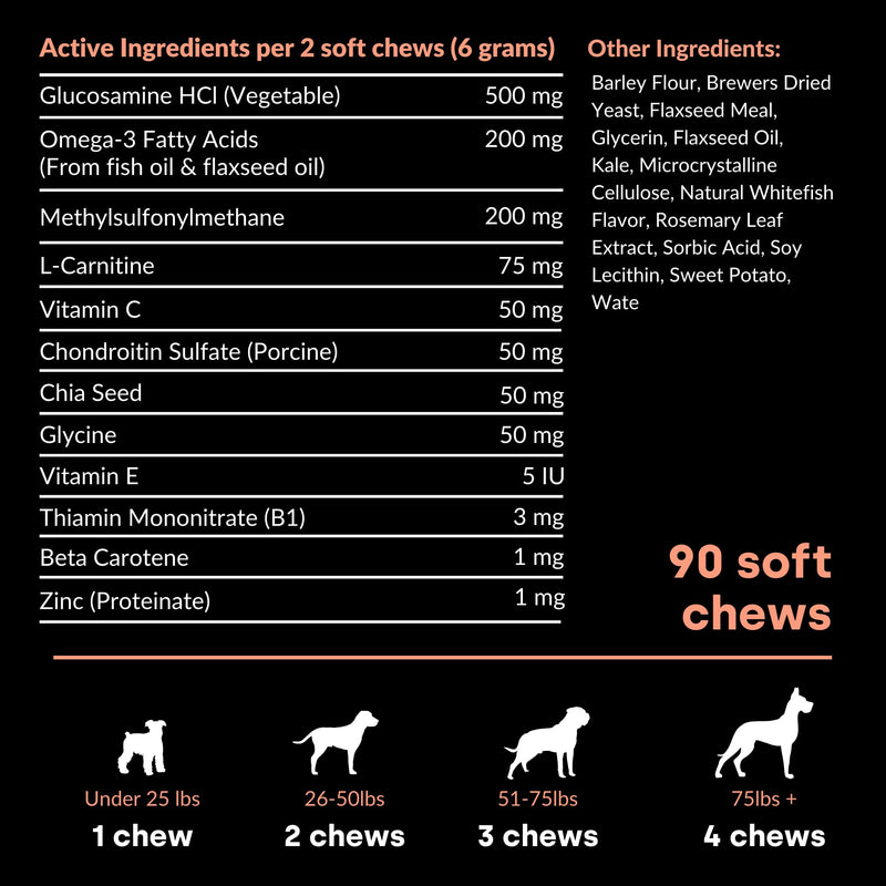 Joint & Recovery | 2-in-1 Joint & Muscle Chews. Help Reduce Pain & Increase Daily Activity. Helps with Arthritis and Pain Prevention. Tasty Trout Flavor.