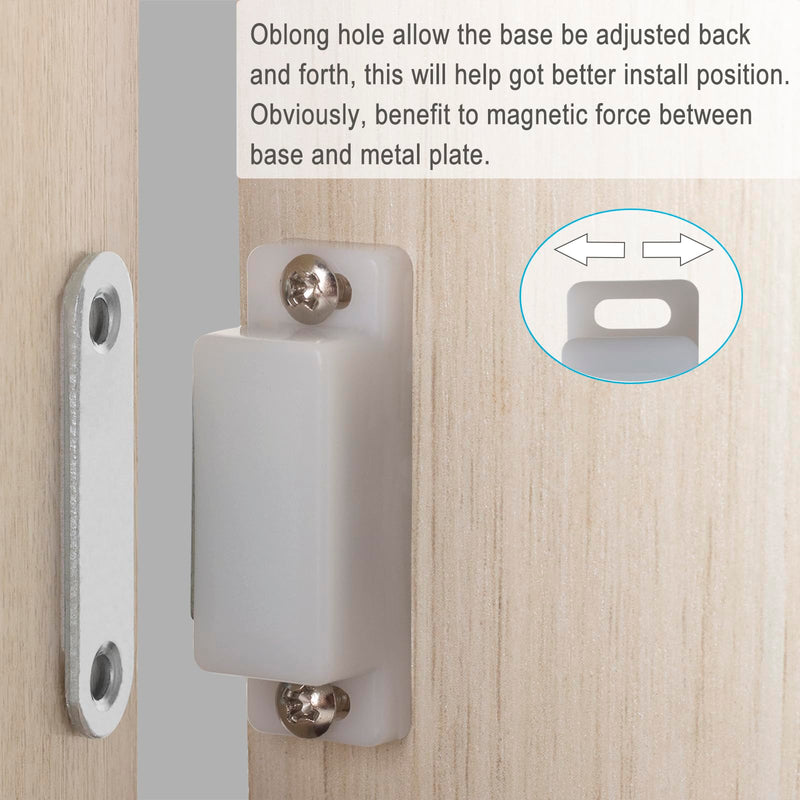 Cabinet Magnets Latch White Magnetic Door Catch for Cupboard Wardrobe and Shutter Hardware Magnetic Closure, Pack of 4