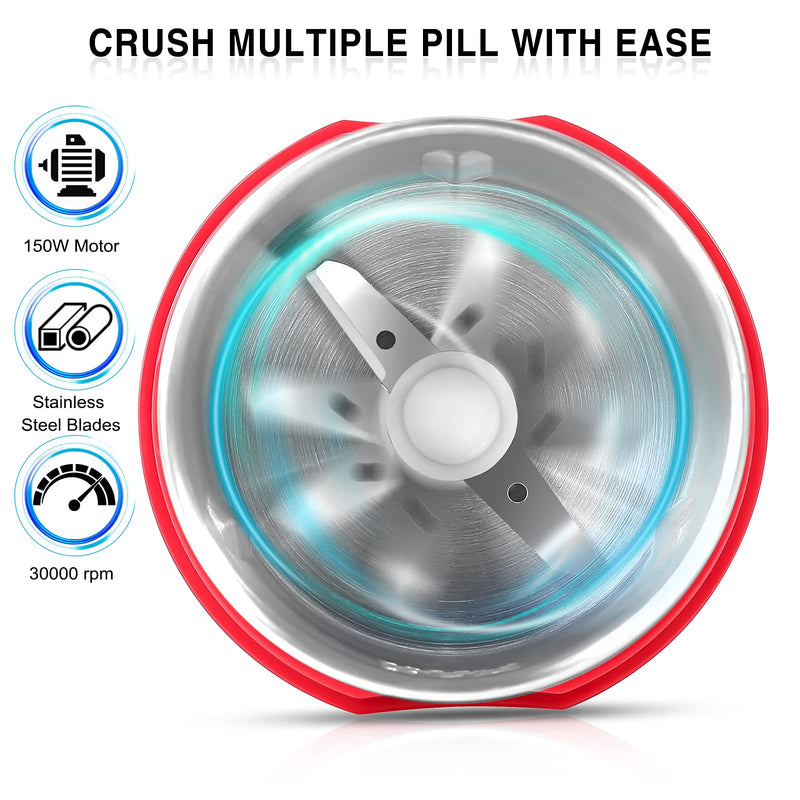 Electric Pill Crusher Grinder - Grind and Pulverize Small and Large Medication and Vitamin Tablets to Fine Powder - Electronic Pulverizer to Crush Multiple Pills - Use for Feeding Tube, Kids or Pets