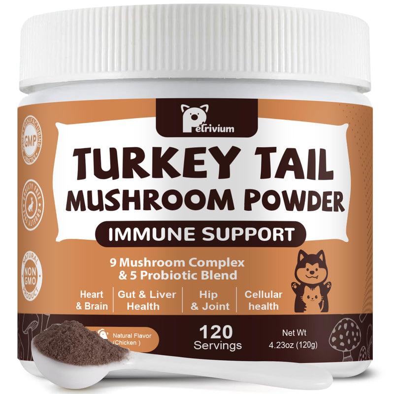 Mushroom Supplement with Probiotics for Dogs & Cats, Turkey Tail Mushroom for Pets - Mushroom Powder for Immune Boost & Overall Health- Partner Guard for Dogs Lumps and Bumps 1-Pack