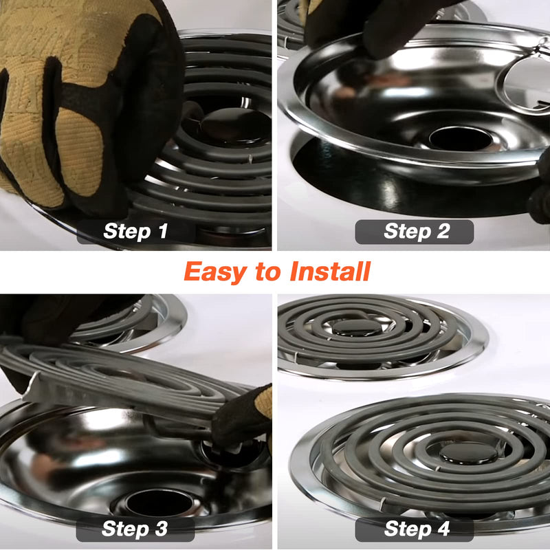 WB31T10010 WB31T10011 Chrome Range Drip Pans by Blutoget- Electric Stove Drip Pans Fit for GE Hotpoint Ken-more Electric Range with Locking Slot-Includes 2 6-Inch&2 8-Inch -4 Pack(Chrome Plated Steel)