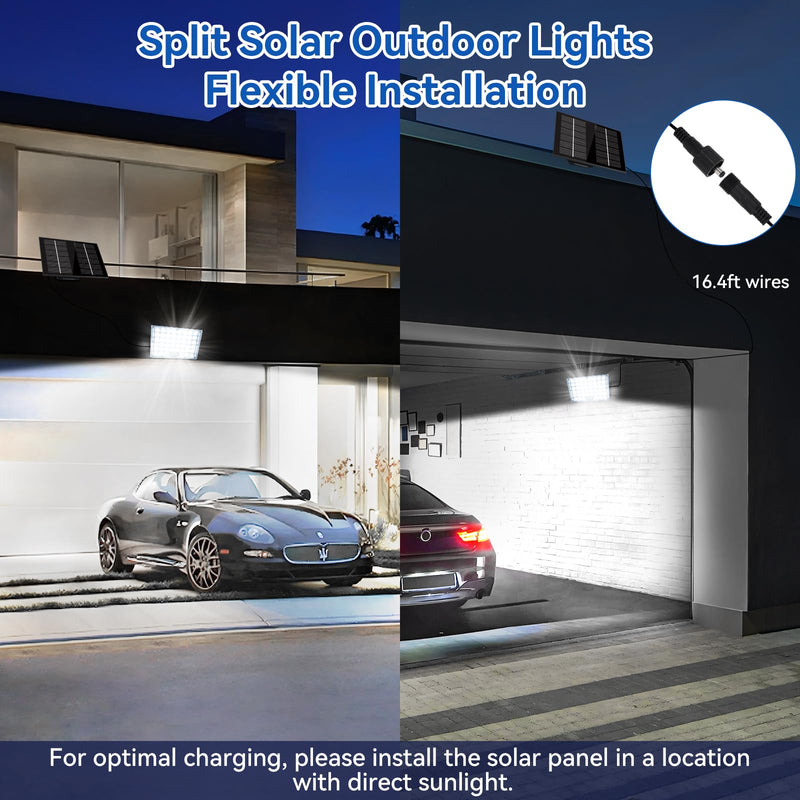 Aialun 184 LED Solar Outdoor Flood Lights, Motion Sensor Solar Powered FloodLights with 16.4ft Cable, IP65 Waterproof 3 Modes Dusk to Dawn Outside Security Lights for Porch, Yard, Garage, 2 Pack Standrad