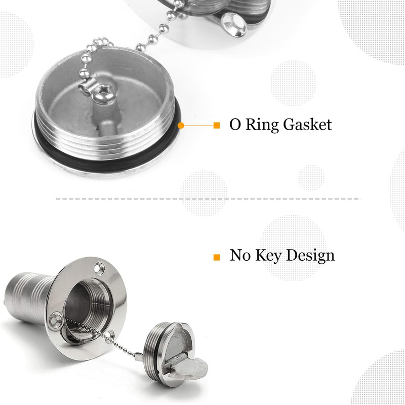 Atibin Steel Hardware Fuel Filler Deck Marine Steel Gas Cap Boat Diesel Stainless Fuel Deck Cap SUS316 2'' 2"
