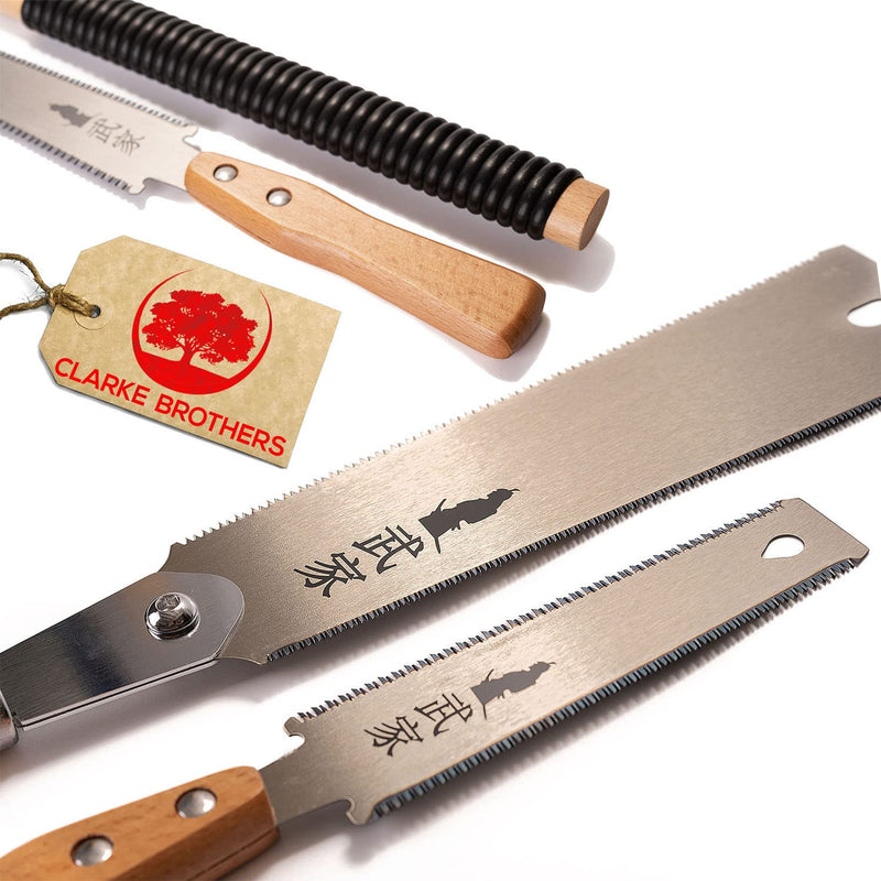 Set of 2 - Ryoba Japanese Pull Saw 9.5 Inch and Flush Cut Saw 6 Inch – Woodworking Tools Ryoba Table Saw – Steel Blades and Wood Handles, Handsaw 2 Cutting Edges– Japanese Hand Saw for Carpentry, DIY
