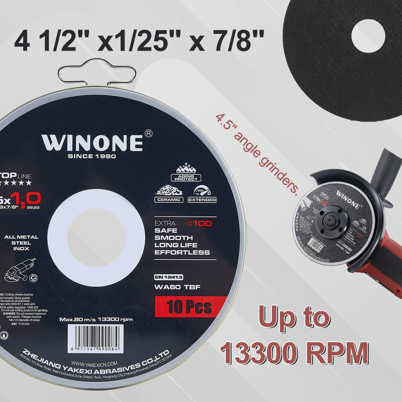 Cut Off Wheel 4 1/2,10 Pack Cutting Wheel Ultra Thin 0.04x0.87 inch Cutting Disc Stainless Steel Angle Grinder Cutting Disc Fast Burr-Free Metal Cutting Blade 10 PACK