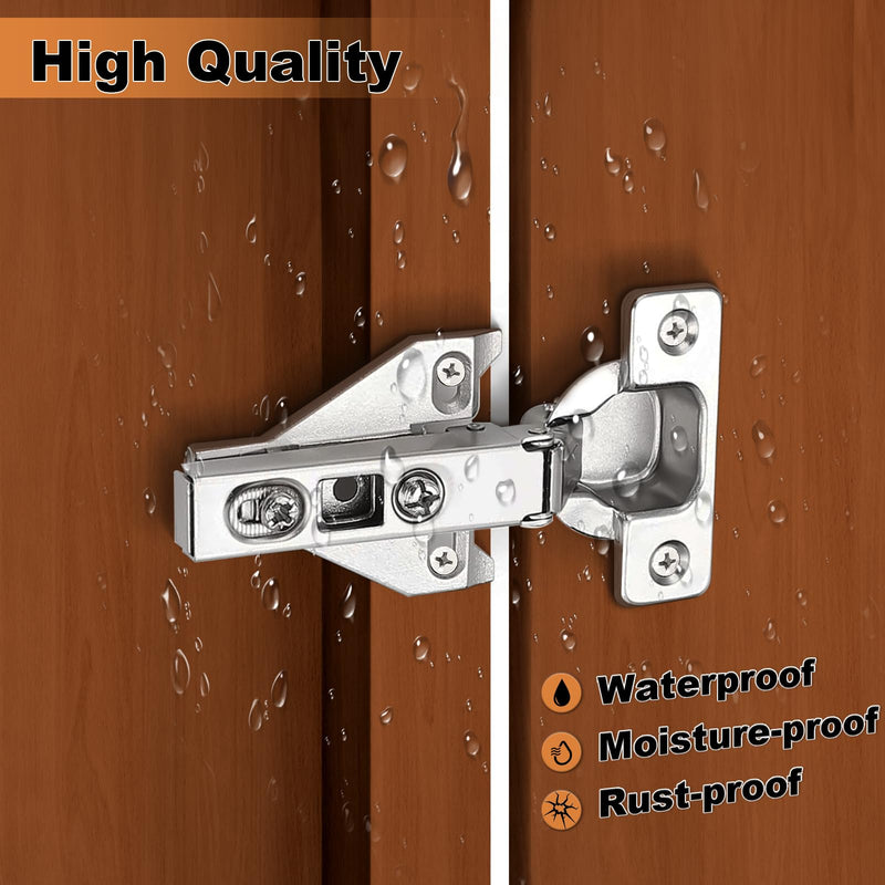 Probrico Soft Opening Kitchen Cabinet Hinges 2 Pairs (4 Pieces), Brushed Satin Nickel Face Frame Mounting Concealed Hinges for Kitchen Cupboard Hardware, with Mounting Screws