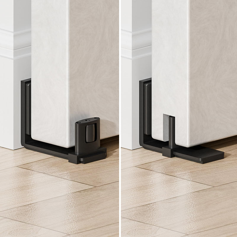 Sliding Barn Door Bottom Floor Guide, Adjustable U Shape Flexible Flush Design,Wall Mounted, Black