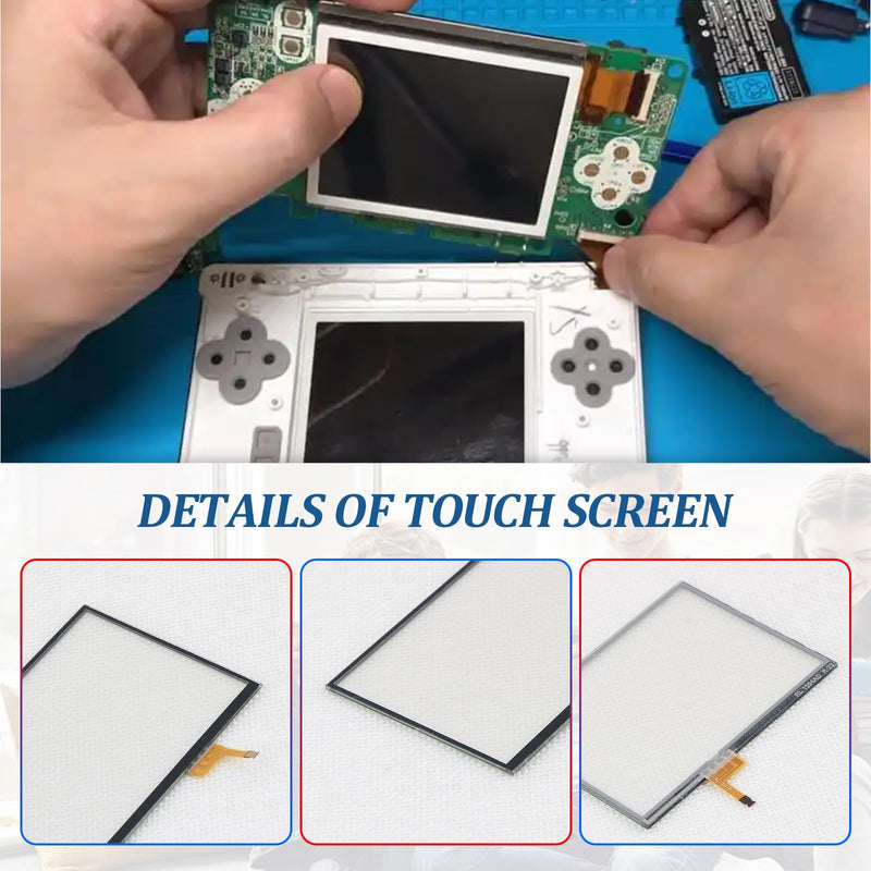 for Nintendo 3DS Bottom LCD Display and Touch Screen Replacement for Nintendo 3DS Screen Digitizer Glass Repair Assembly Accessories Part with Repair Tools