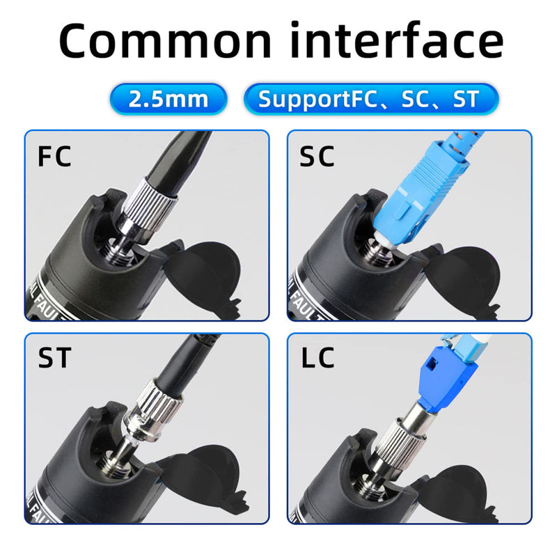 1pc Fiber Optic Visual Fault Locator VFL Fiber Optic Cable Tester with 1pcs Singlemode 9/125um FC Male to LC Female Adapter, Black Switch (Mode Number: VFL-30)