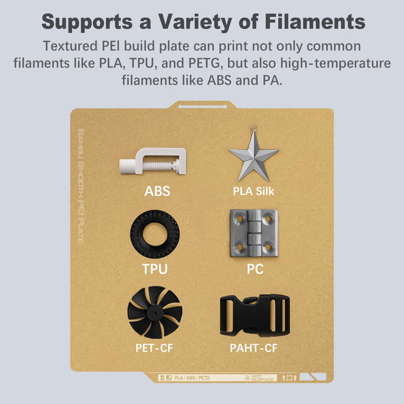 Original Bamboo Textured PEI Plate with QR Code for X2D/P2S/X1/X1C/X1E/P1P/P1S/A1 3D Printer,256x256mm PEI Powder Coated Spring Steel Build Plate, Excellent First-Layer Adhesion, Easy Self-Release Textured PEI Plate for P2S/X2D/P1P/P1S/X1/X1C/A1
