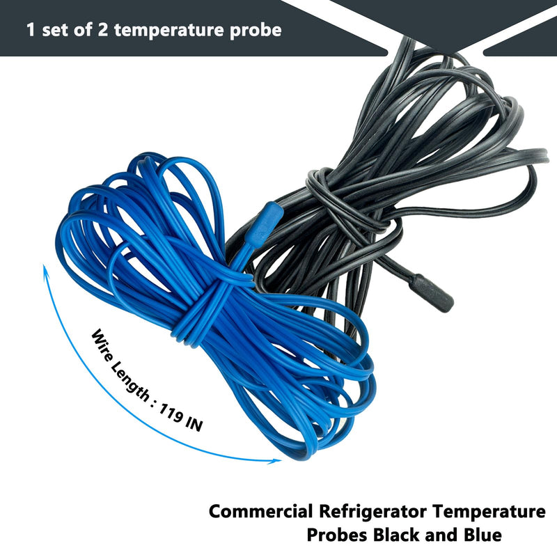 Set of 2 Temperature Probe Sensors Black Blue | Commercial Refrigerators and Freezers