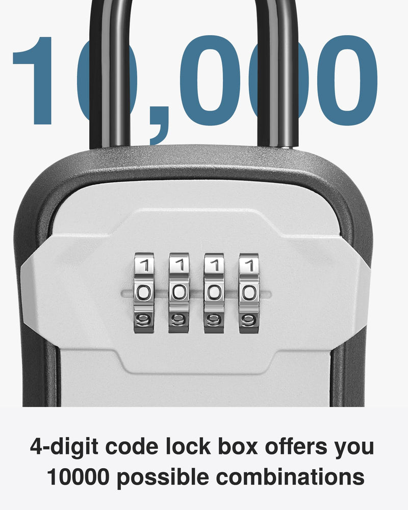 Puroma Lock Box, Key Lock Box Wall Mount & Portable Combination Lockbox with Resettable Code, Security Lockbox for Outside House Keys, Apartment Realtors Spare Keys Storage (1 Pack, Gray) 1