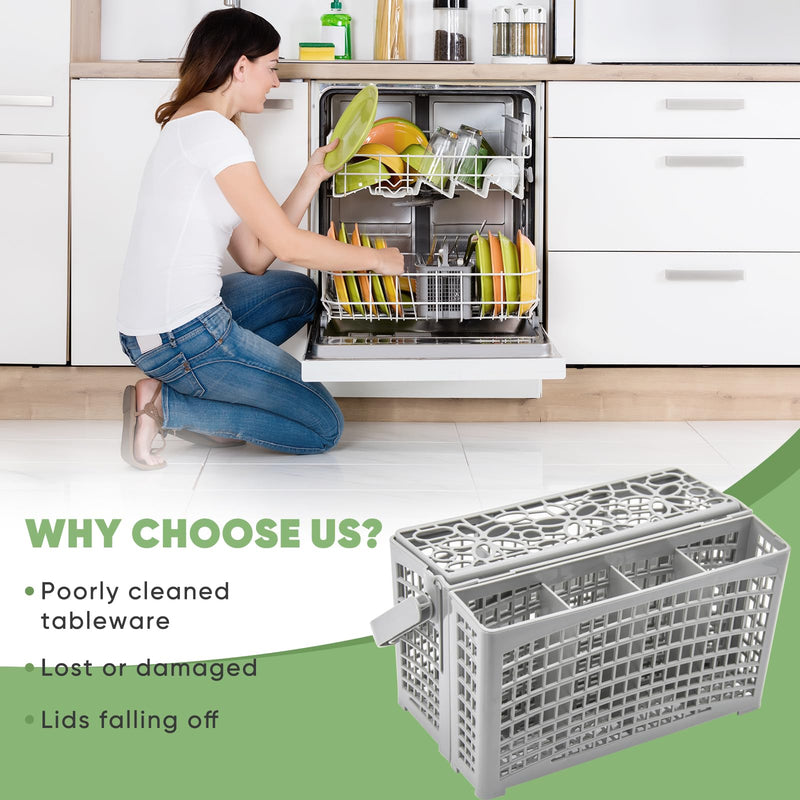Universal Dishwasher Basket Replacement - 2 in 1 Utensil/Cutlery Basket - Compatible with Bosch, Maytag, Kenmore, Whirlpool, KitchenAid, LG, Samsung, Frigidaire, GE