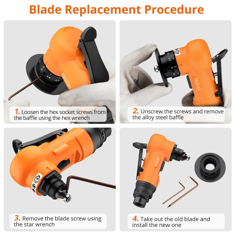 Proster Pneumatic Chamfer Tool Kit Professional Air Deburring Machine, 30000 RPM with Dual-Blade System (R & C Blades), 22-Piece Tungsten Carbide Set for Metal, Wood, PVC, Pipes (Orange) Orange