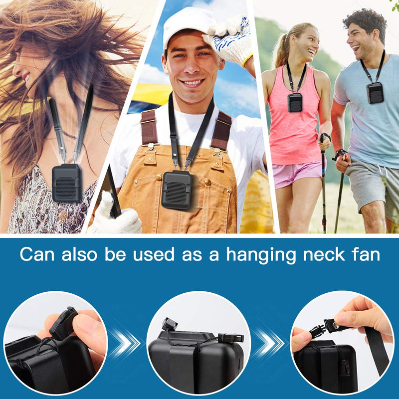 Koonie Portable Mini Waist Belt Fan Rechargeable, 23h Use Time, 5100RPM Strong Airflow with 3 Speed Levels, Hands-free Necklace Fan for Blue Collar, Weeding, Personal Under Shirt Cooling for Outdoor 6000mAh 23H