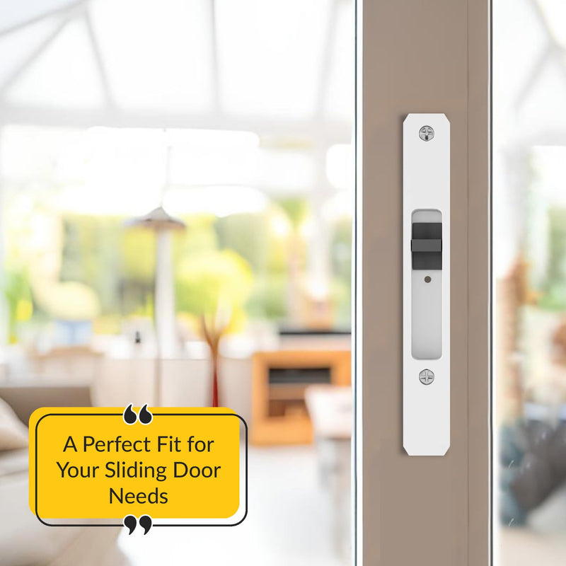 Brixwell Patio Door Handle Less Mortise Lock, White Finish, Metal Material, 8-15/16" Height, 6-1/4" Hole Centers, 1-1/4" Width, Sliding Patio Door Hardware Lock