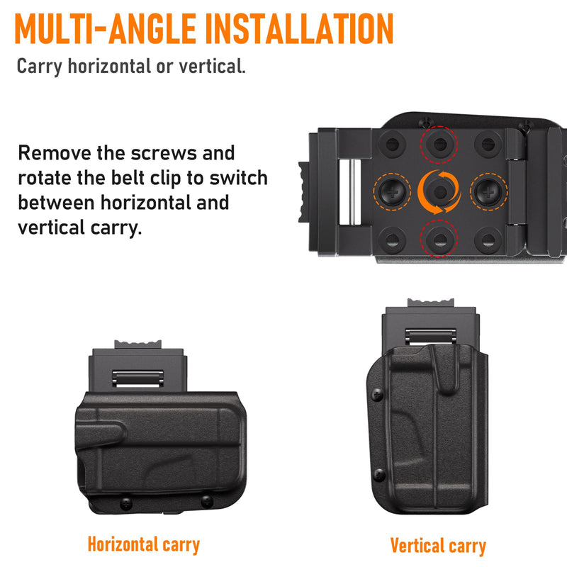 Kydex Multitool Sheath for Leatherman MUT, Dual Clips, Adjustable Retention | 1.5 mm Kydex, one-handed draw, positive click, horizontal or vertical carry, locking clip fits 2.05 in belts