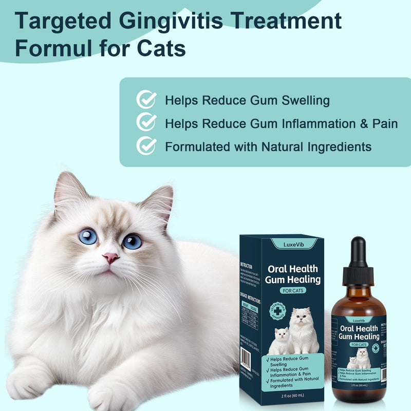 Oral Health for Cats, Cat Gingivitis Treatment, Reduce Gum Inflammation, Redness & Pain, Combats Gum Disease, Natural Plant-Based Active Formula, Cat Oral Care, Gums Health Treatment, 60ml