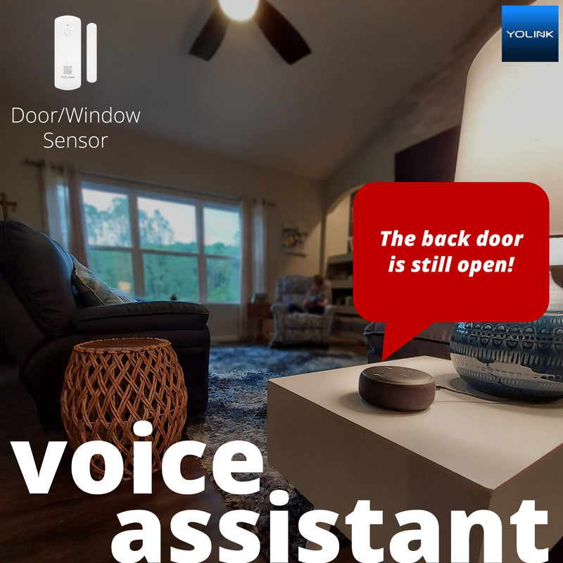 YoLink LoRa Smart Door Sensor Starter Kit: SpeakerHub Audio Hub & 2 Door Sensors - Up to 1/4 Mile Range, Door Left-Open Reminders, up to 5 Year Batteries, Alexa, IFTTT, Home Assistant