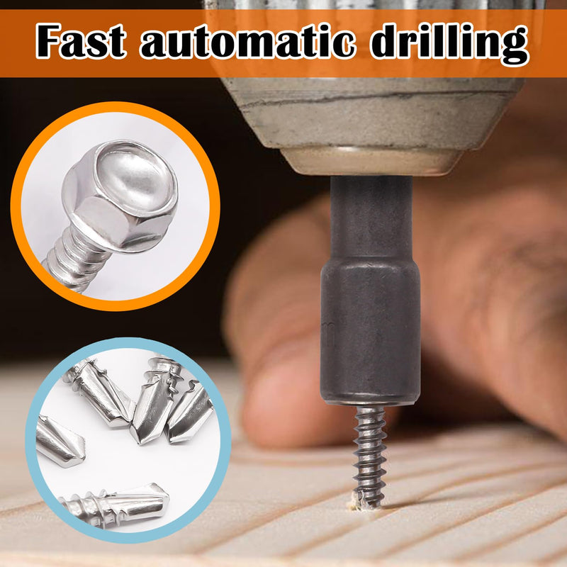 weideer 230pcs #8×1/2" Self Tapping Screws Sheet Metal Screws 410 Stainless Steel Hex Washer Head Self Drilling Screws Quick Tapping Screw with Screwdriver Bit K-132-13-230P-W #8×1/2"