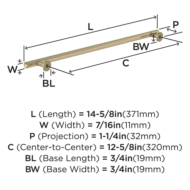 Amerock BP37391BBZ | Golden Champagne Cabinet Pull | 12-5/8 inch (320 mm) Center-to-Center Cabinet Handle | Radius | Drawer Pull | Kitchen Cabinet Handle | Furniture Hardware