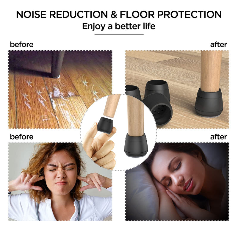 Extra Large Chair Leg Floor Protectors, 8 Pcs Silicone Furniture Pads for Hardwood Floors, for Protect Chair feet & Wooden Floors, Easy to Moving, (Fit 2.36-3.03", Black). Round XXXL(2.36-3.03")