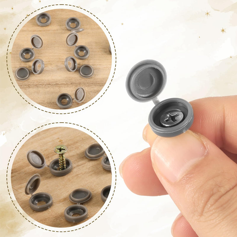 100pcs Screw Cover Caps, Plastic Hinged Screw Caps Folding Screw Covers Small Screw Cap Covers Screw Snap Covers for Screw Heads Protection (Dark Gray) Dark Gray