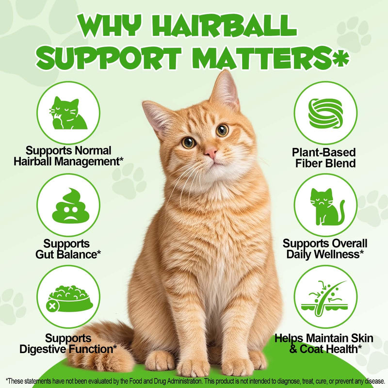 Cat Hairball Remedy Drops, Hairball Treatment for Cats & Kittens with Natural Ingredients, Helps Eliminate and Prevent Hairballs, Cat Grass Flavor, Supports Digestion & Skin Health for All Breeds
