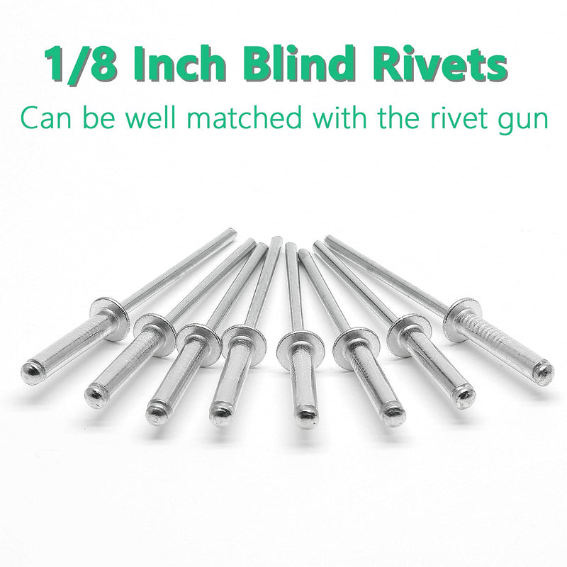 100Pcs Aluminum Pop Rivets 1/8" x 5/8" (Diameter x Grip Length), Dome Head Blind Rivets for Sheet Metal Automotive Railway 1/8" x 5/8" (Diameter x Grip Length)