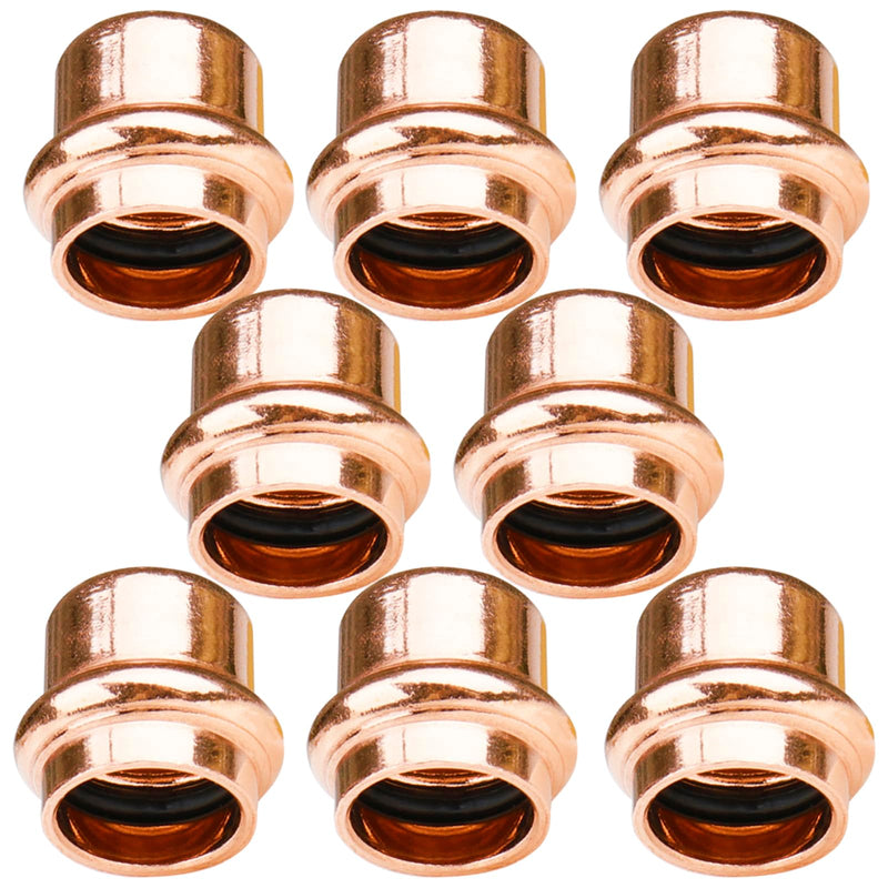 WHK 8 Pack 3/4 Inch Press Pro Copper End Cap Pro Press 3/4" Cooper End Plug Press Fittings Copper Pipe End Cap(Lead-Free)