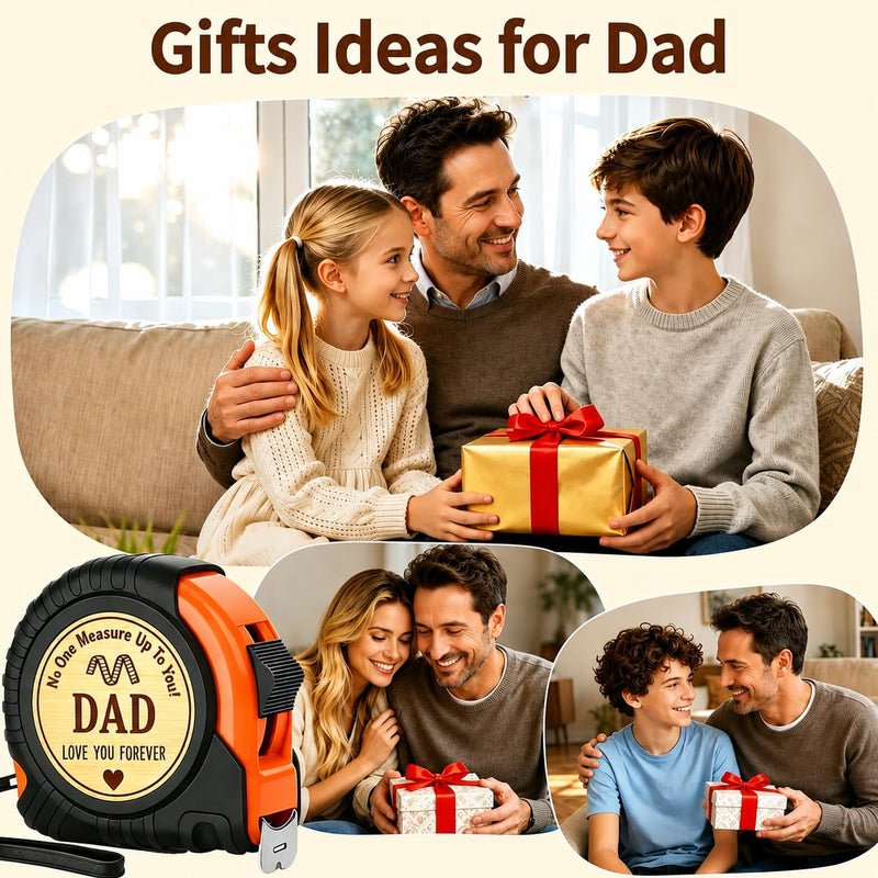 Dad Gifts for Fathers Day Tape Measure 25 FT, Birthday Gift for Dad from Son Daughter Wife, Best First New Daddy Father in Law Presents Useful Stuff, Engraved Measure Tape Tools Woodworker Carpenter