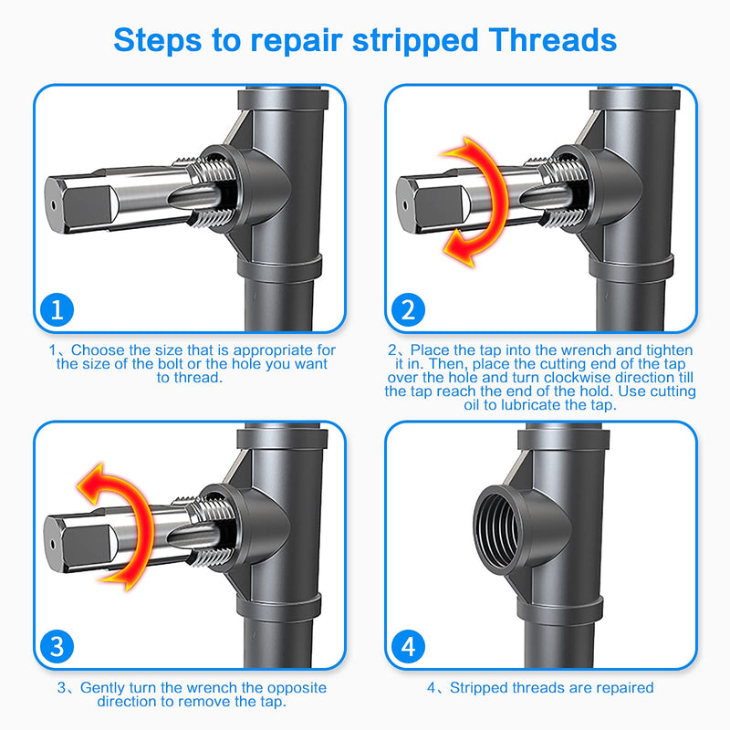 5-Piece NPT Pipe Tap Set, 1/8", 1/4", 3/8", 1/2", 3/4" ¾” NPT Tap Set Carbon Steel Hand Threading Plumbing Tap Set for Accurate Threads, Assorted Plumbers Mechanics DIY Thread cutting tools 5 pcs NPT Taps 1/8" 1/4" 3/8" 1/2" 3/4"